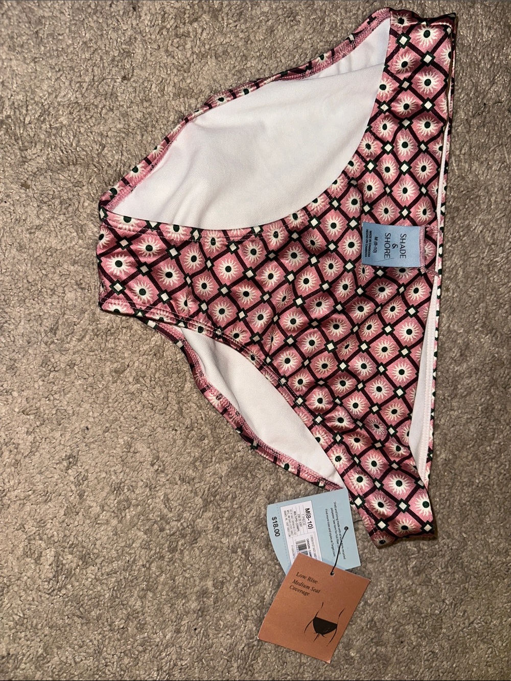 Shade & Shore Pink Geometric Bikini Bottoms
